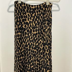 Leopard Print Seamed Asymmetric Hem Slip Skirt